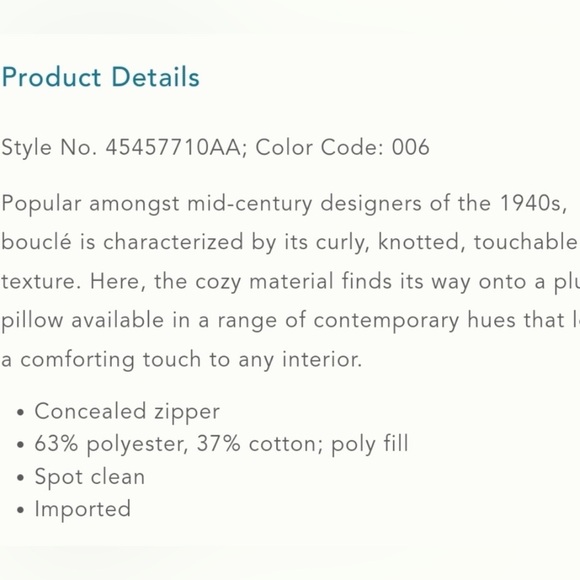 Anthropologie boucle square pillow 22x22 - Picture 3 of 7